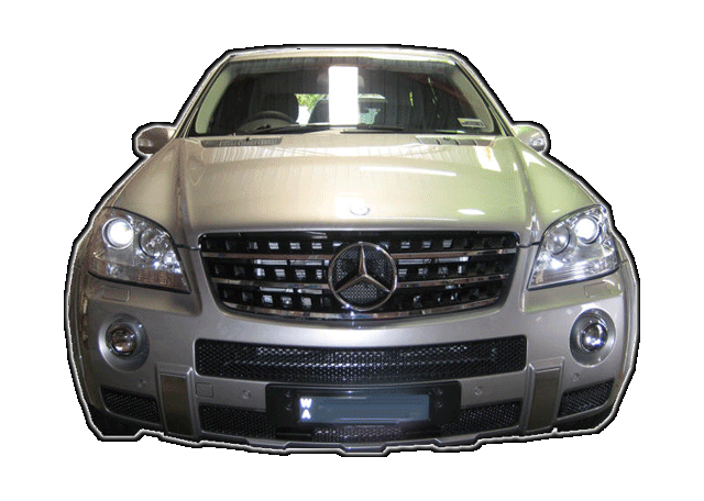 GF100 Laser Jammer: Installed to Mercedes 4WD front.