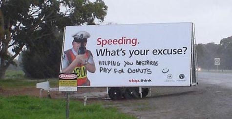 Police speeding sign.